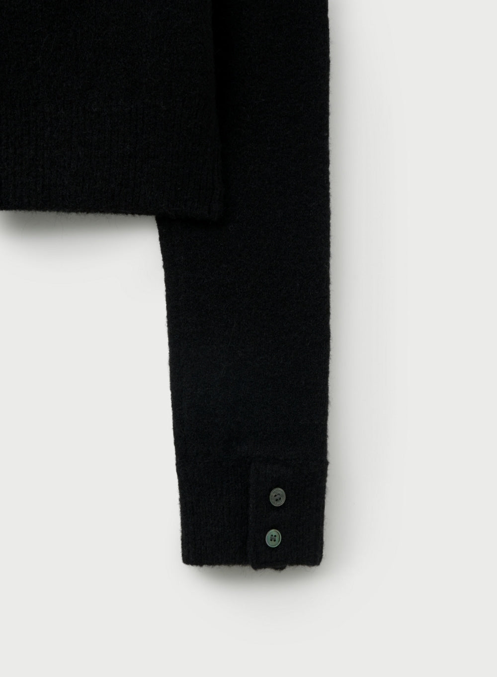 [satur] (W) Loren Wool Blend Crew Neck Knit Cardigan - Black