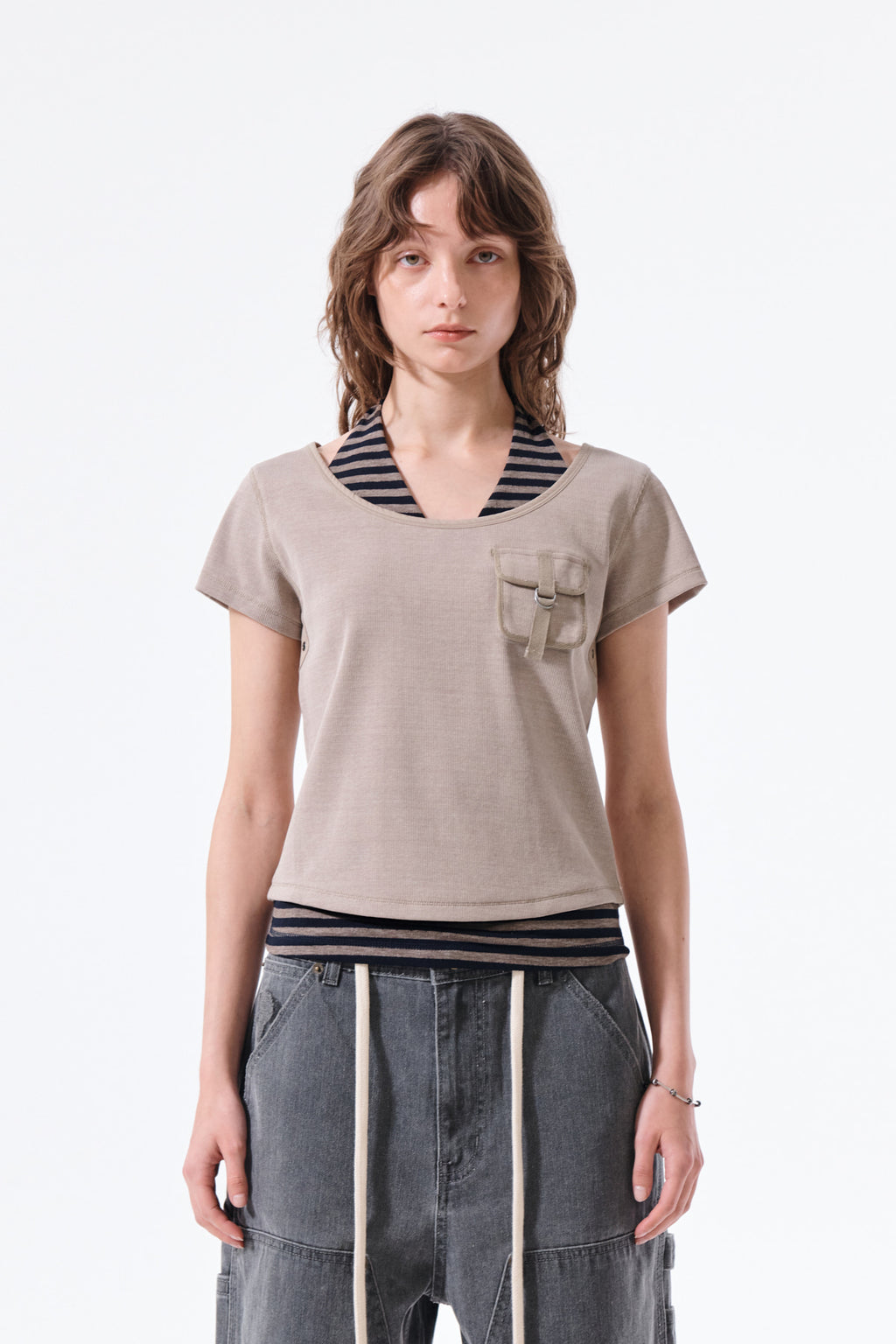 Matinkim Pocket Point Slim Fit Top IN Beige