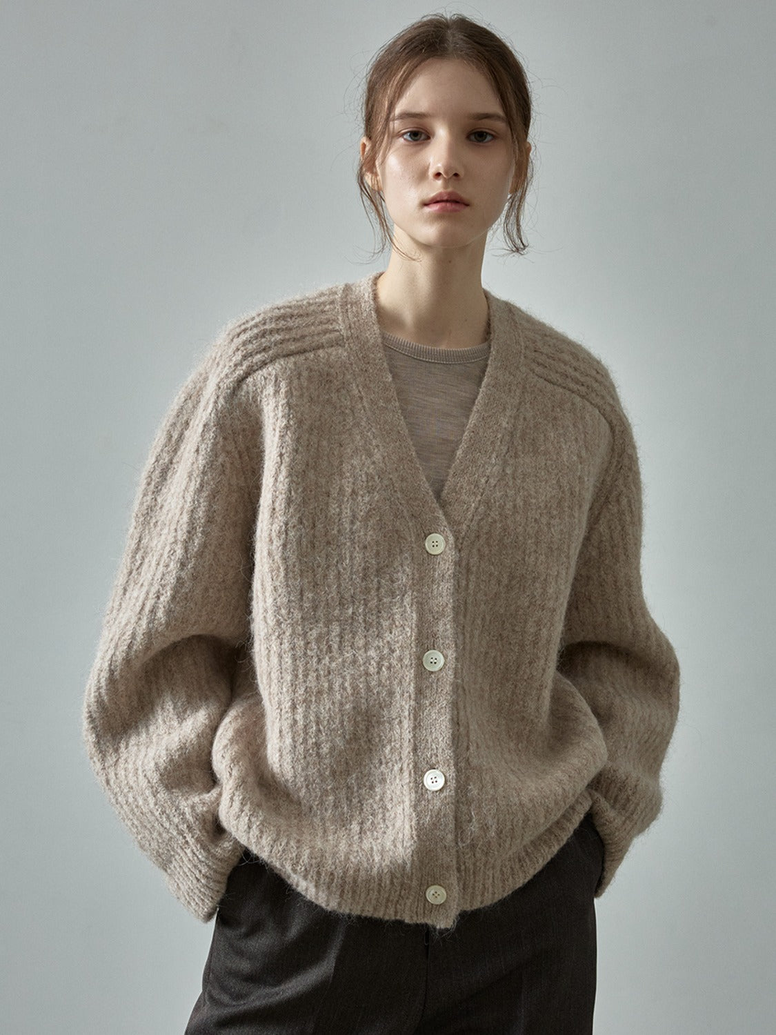 Facade Pattern Alpaca Cloud Cardigan oatmeal