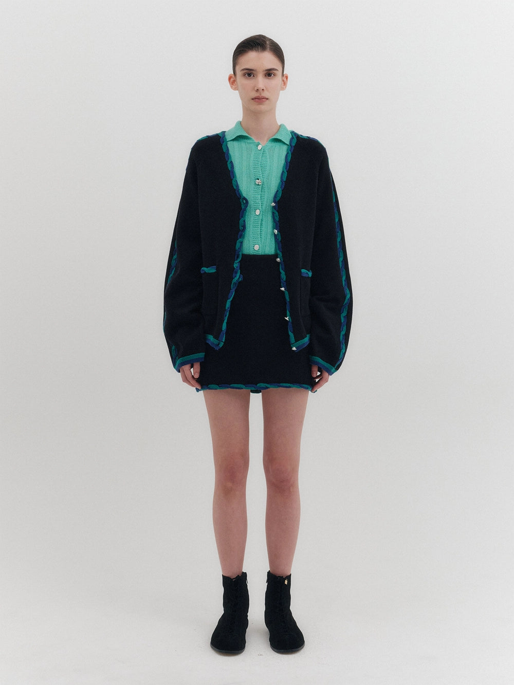 EENK Twist Edge Knitwear Cardigan - Black