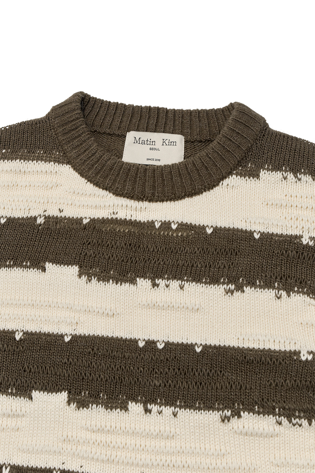 Matinkim Stripe Vintage Loose Pullover For Women IN Khaki Brown