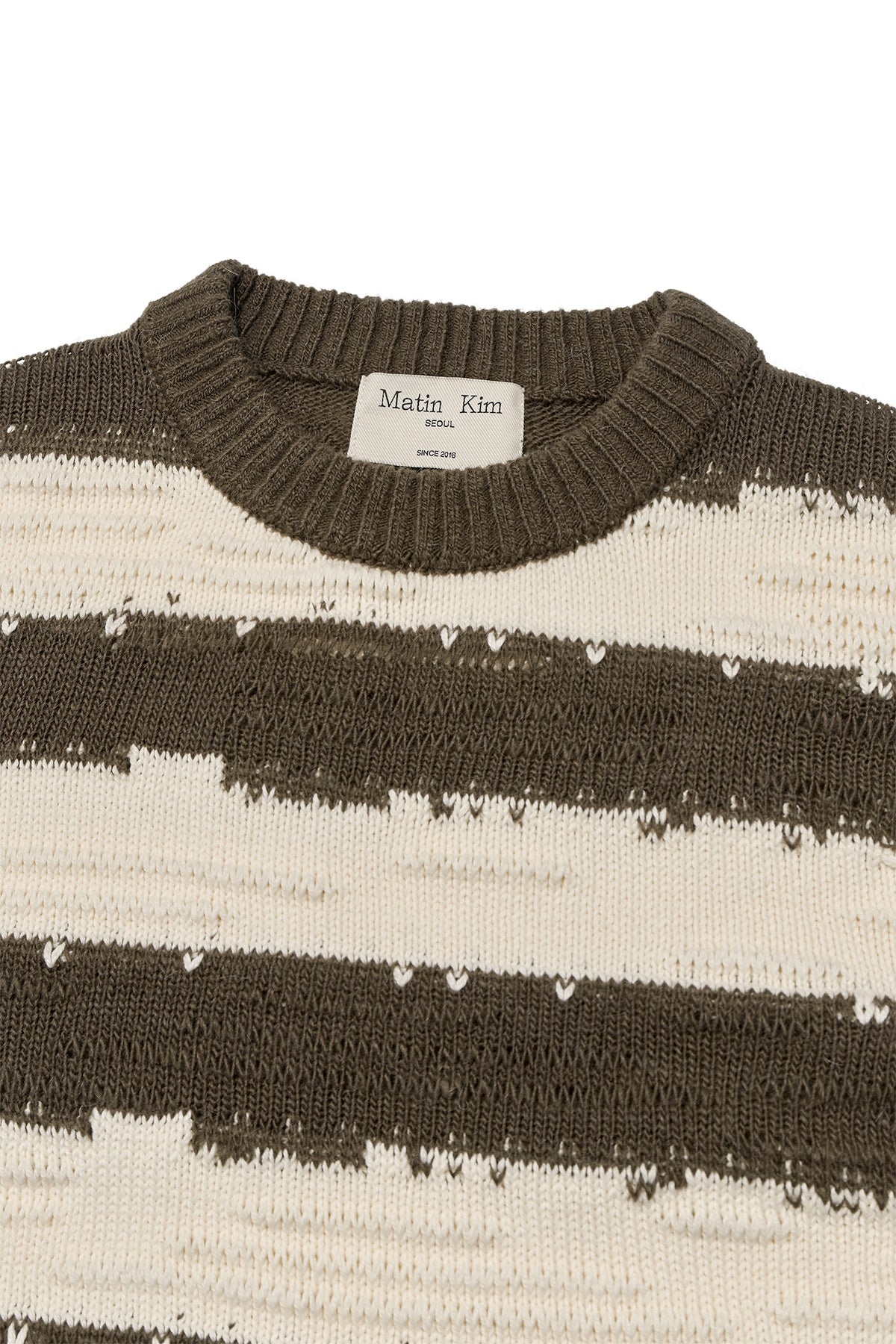 [matinkim] STRIPE VINTAGE LOOSE PULLOVER FOR WOMEN IN KHAKI BROWN