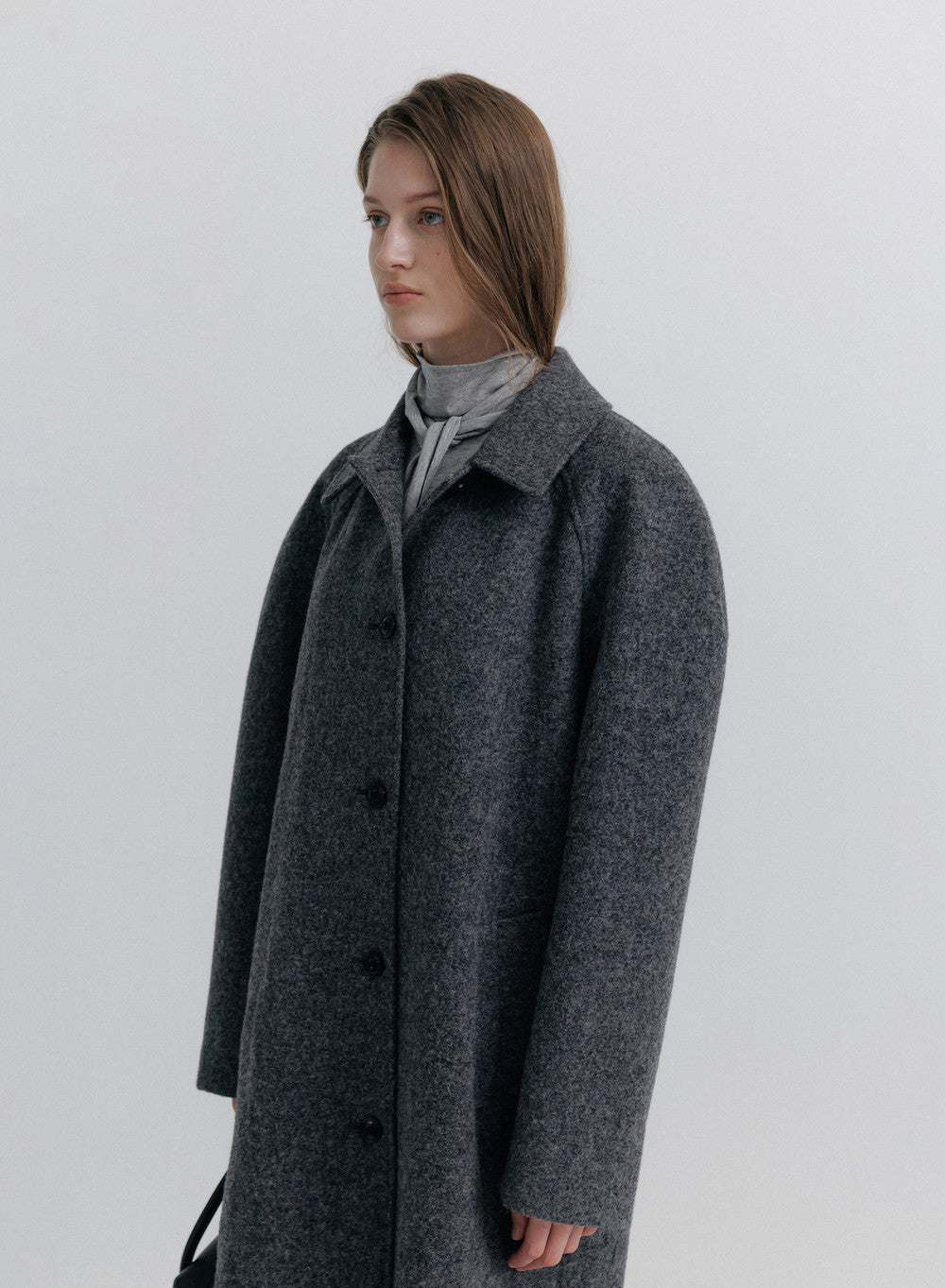 Kindersalmon Liv Pure Wool Coat Charcoal (British Wool Moon)