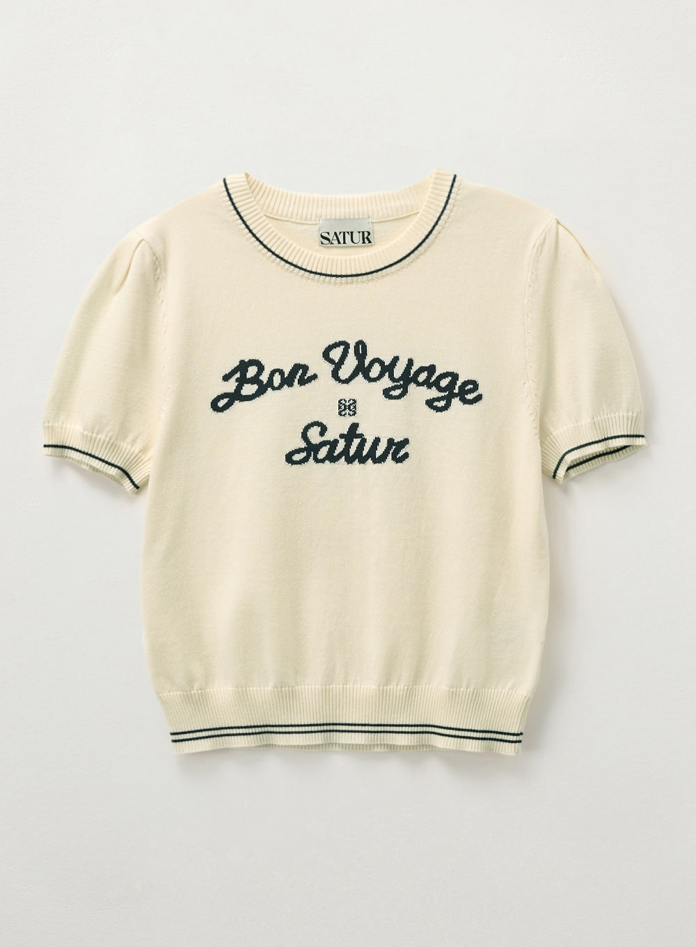 [satur] (W) Bon Voyage Puff Knit - Cream Navy