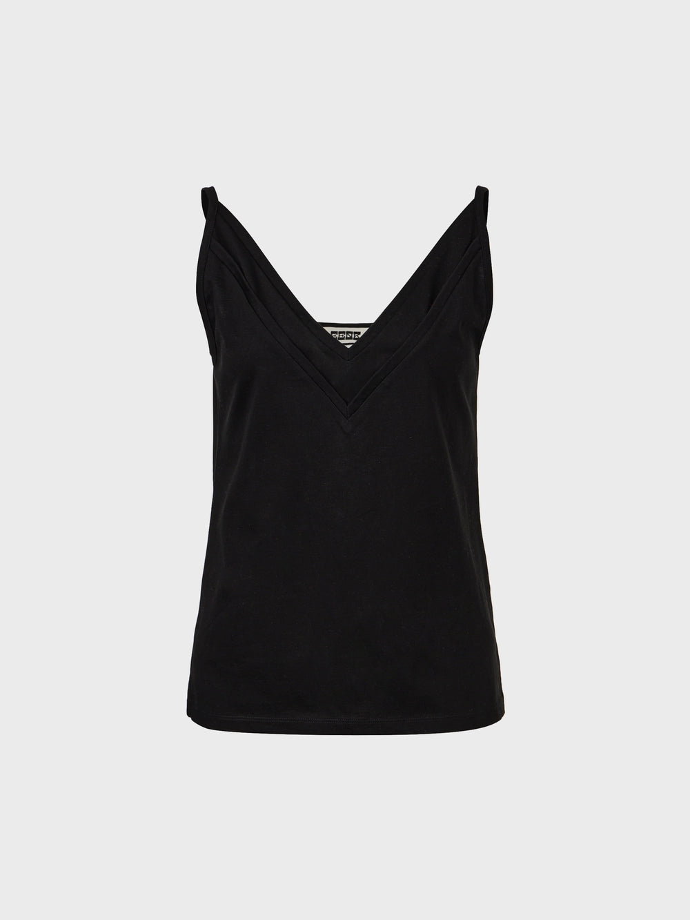 EENK Double V-Neck Panel Sleeveless Top - Black