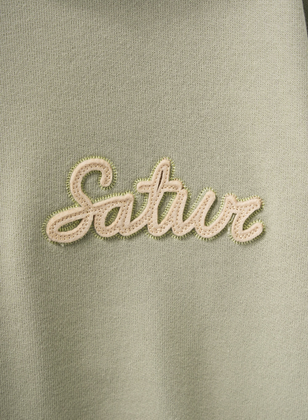 [satur] Satur Applique Round Neck Hoodie - Sage Green