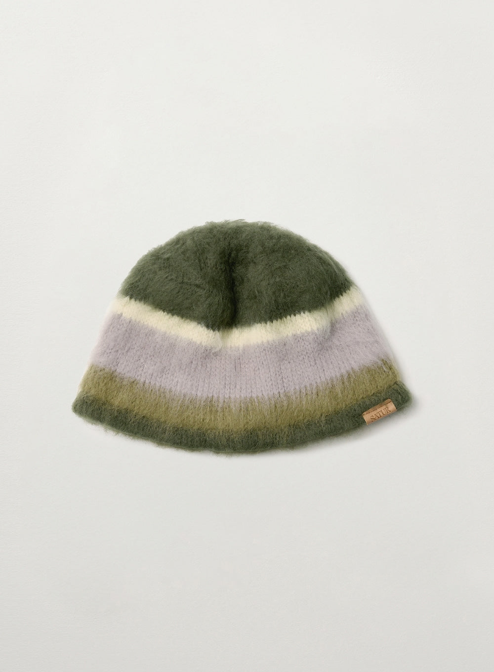 [satur] Stripe Knit Bucket Hat - Khaki