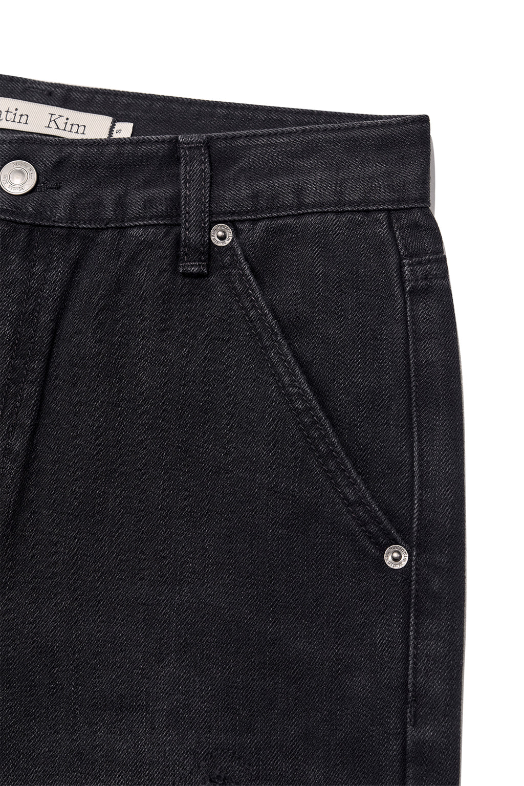 [matinkim] DAMAGE PATCH DENIM PANTS IN BLACK