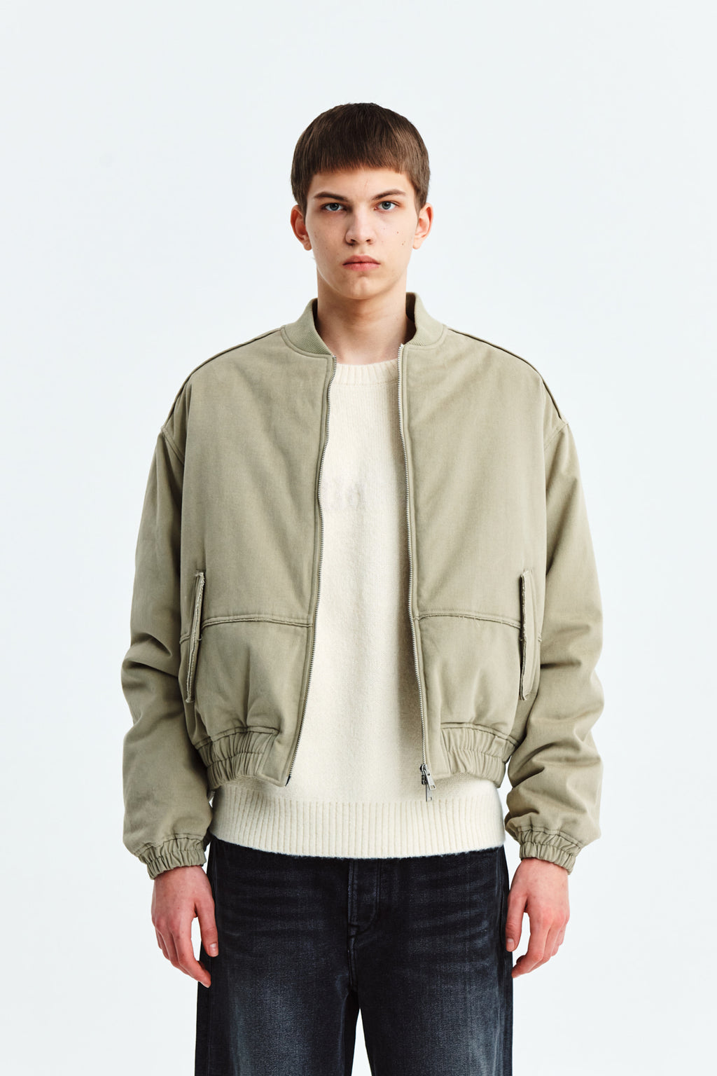 Matinkim Cotton Bomber Jumper For Men IN Beige