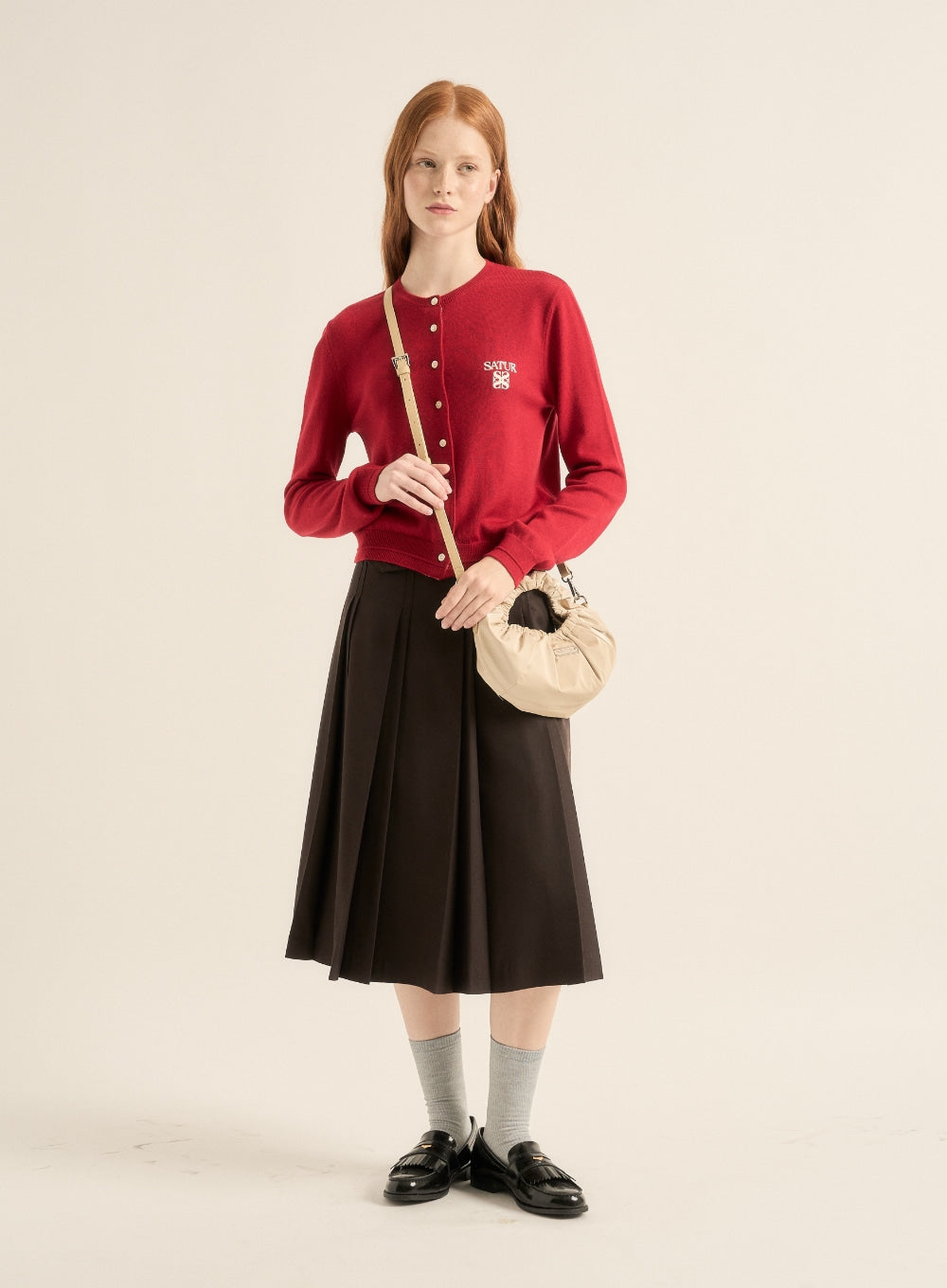 [satur] Scrunchie Small Hand Bag - Beige