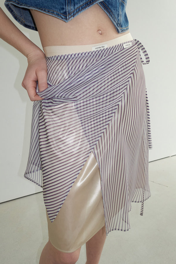 Overdueflair Stripe Wrap Skirt Navy