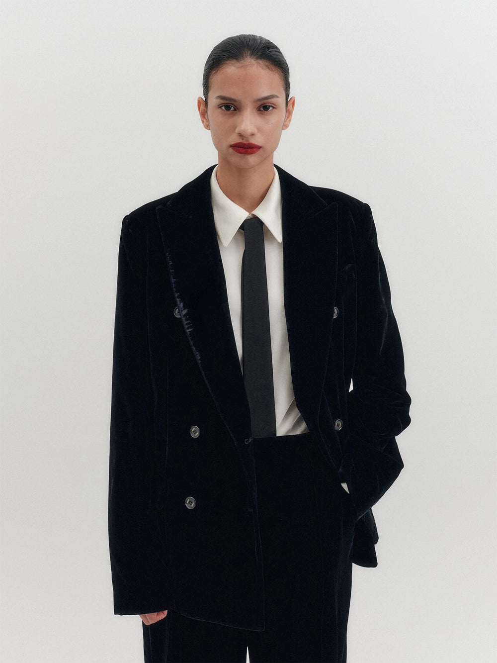 EENK Tailored Velvet Double Jacket - Black