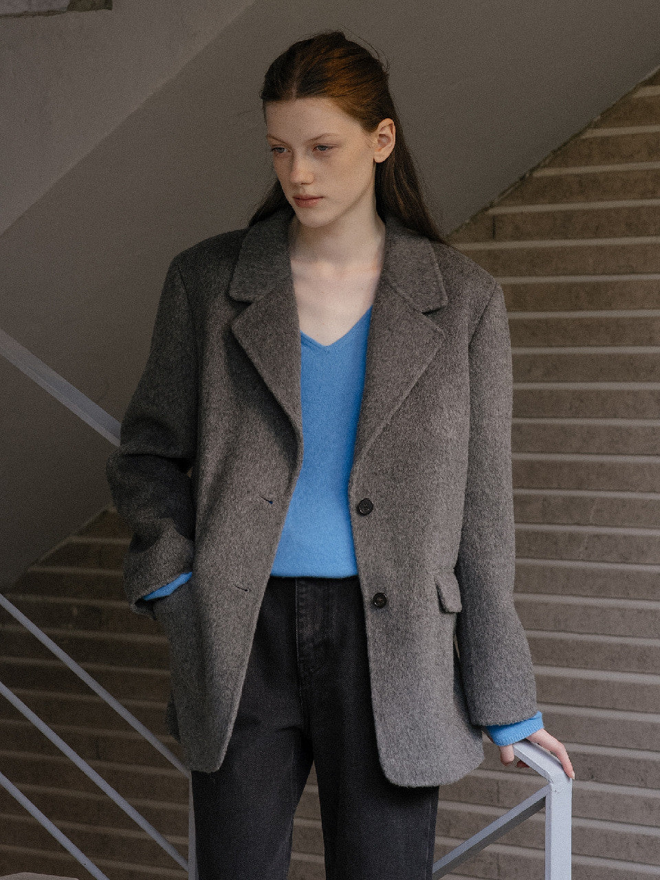 Tillidie Wool 100 handmade tailoring jacket Gray
