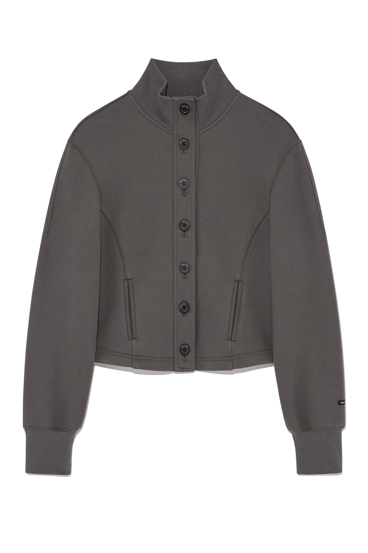 Matinkim High Neck Balloon Button Cardigan IN Charcoal
