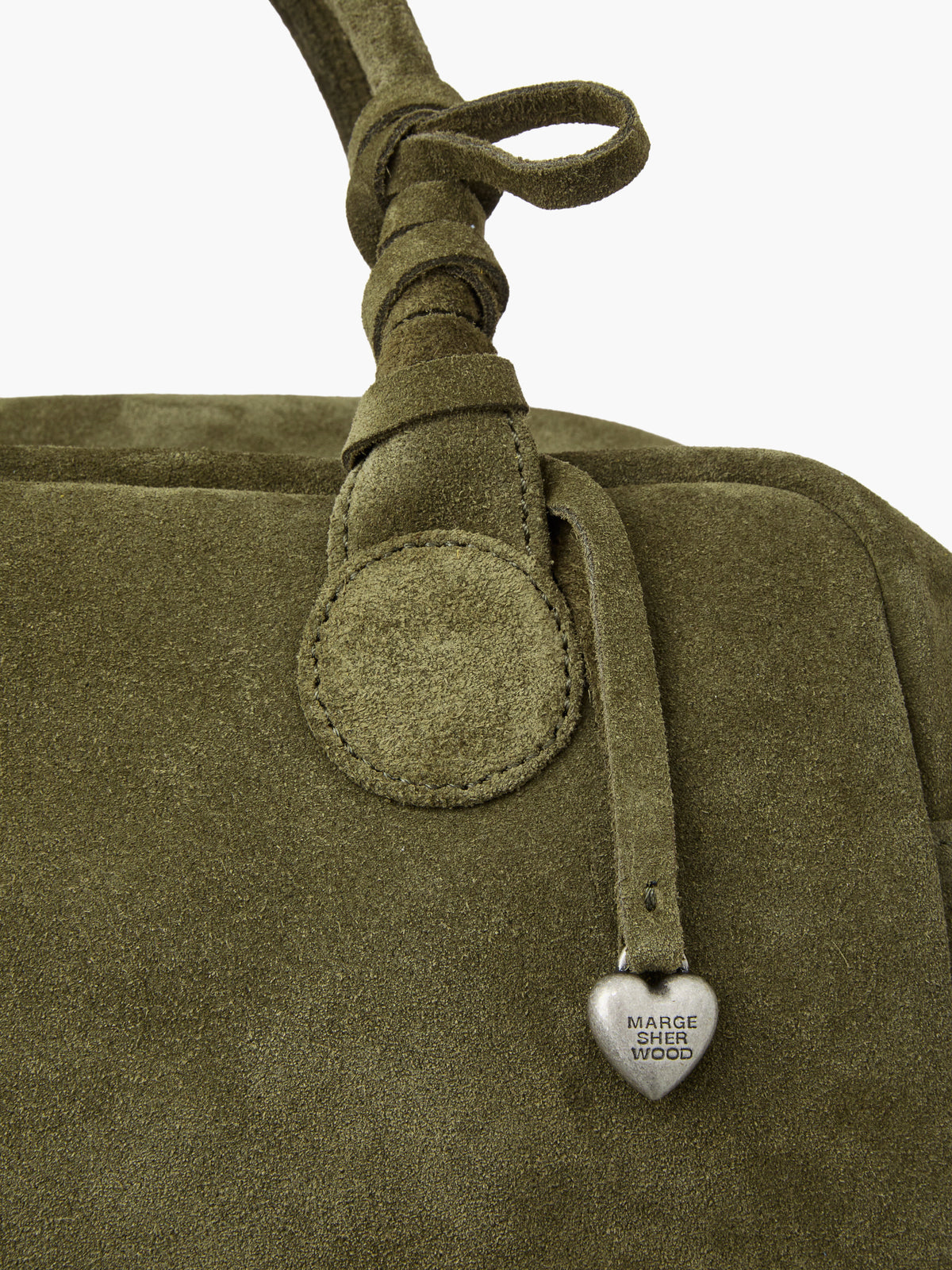 Margesherwood Heart Charm dark olive suede