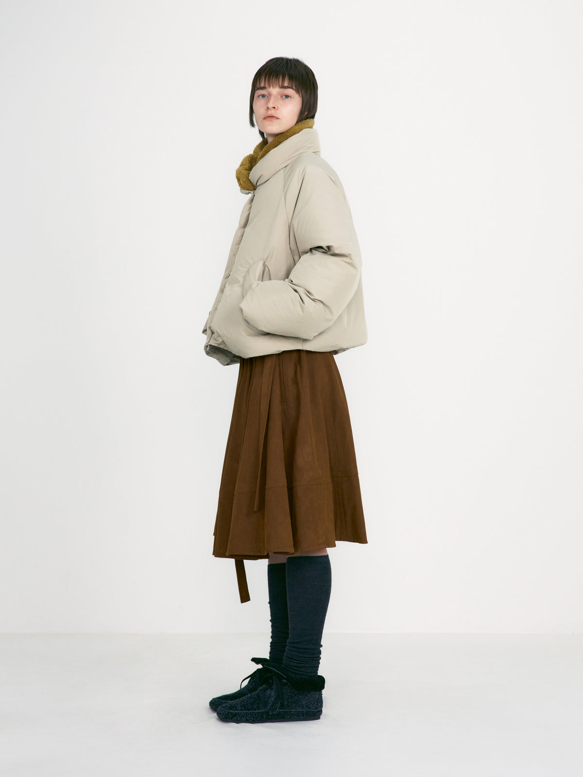 Low Classic Suede Belted Skirt Brown