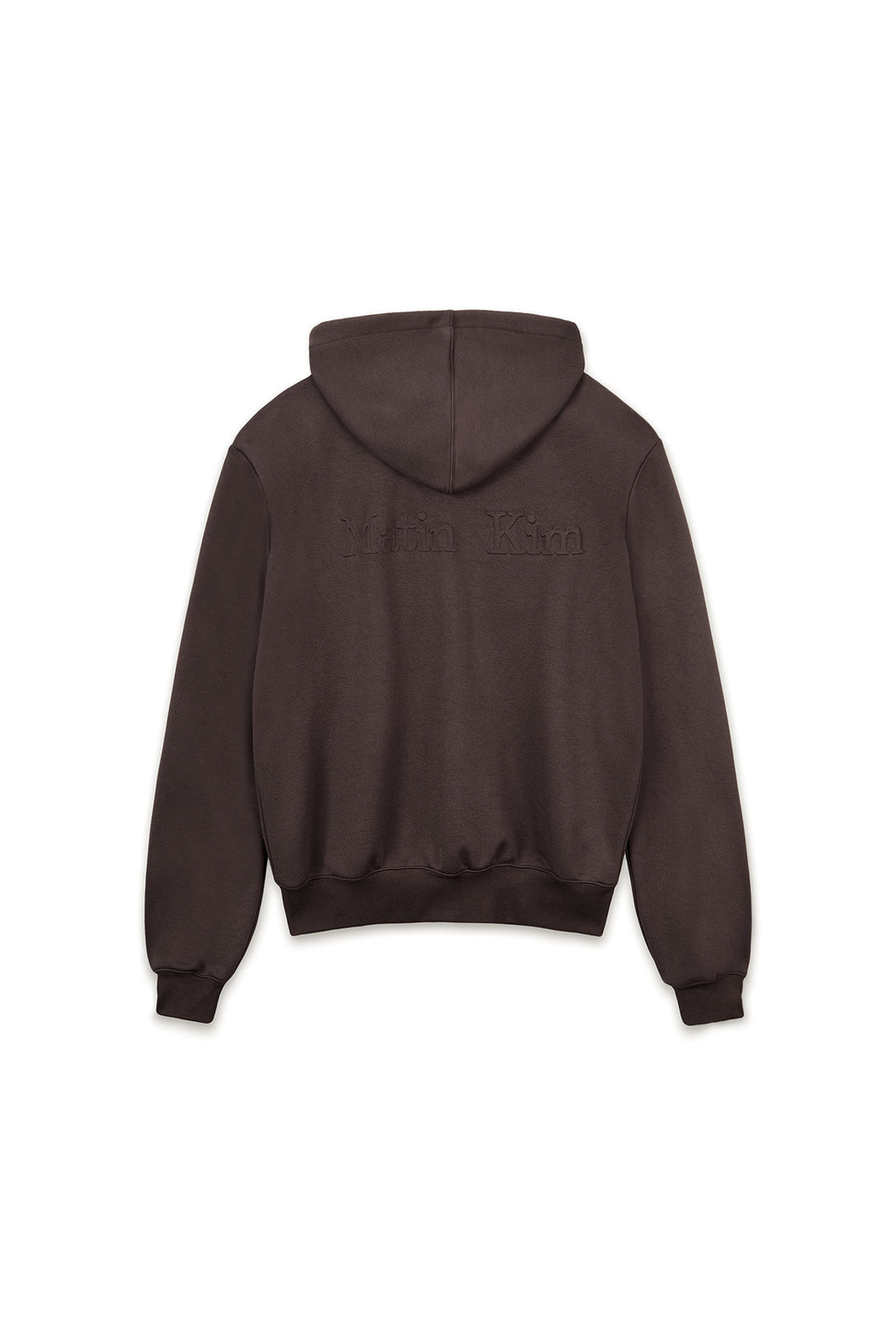 [matinkim] BACK LOGO GLITTER HOODY ZIP UP FOR MEN IN BROWN
