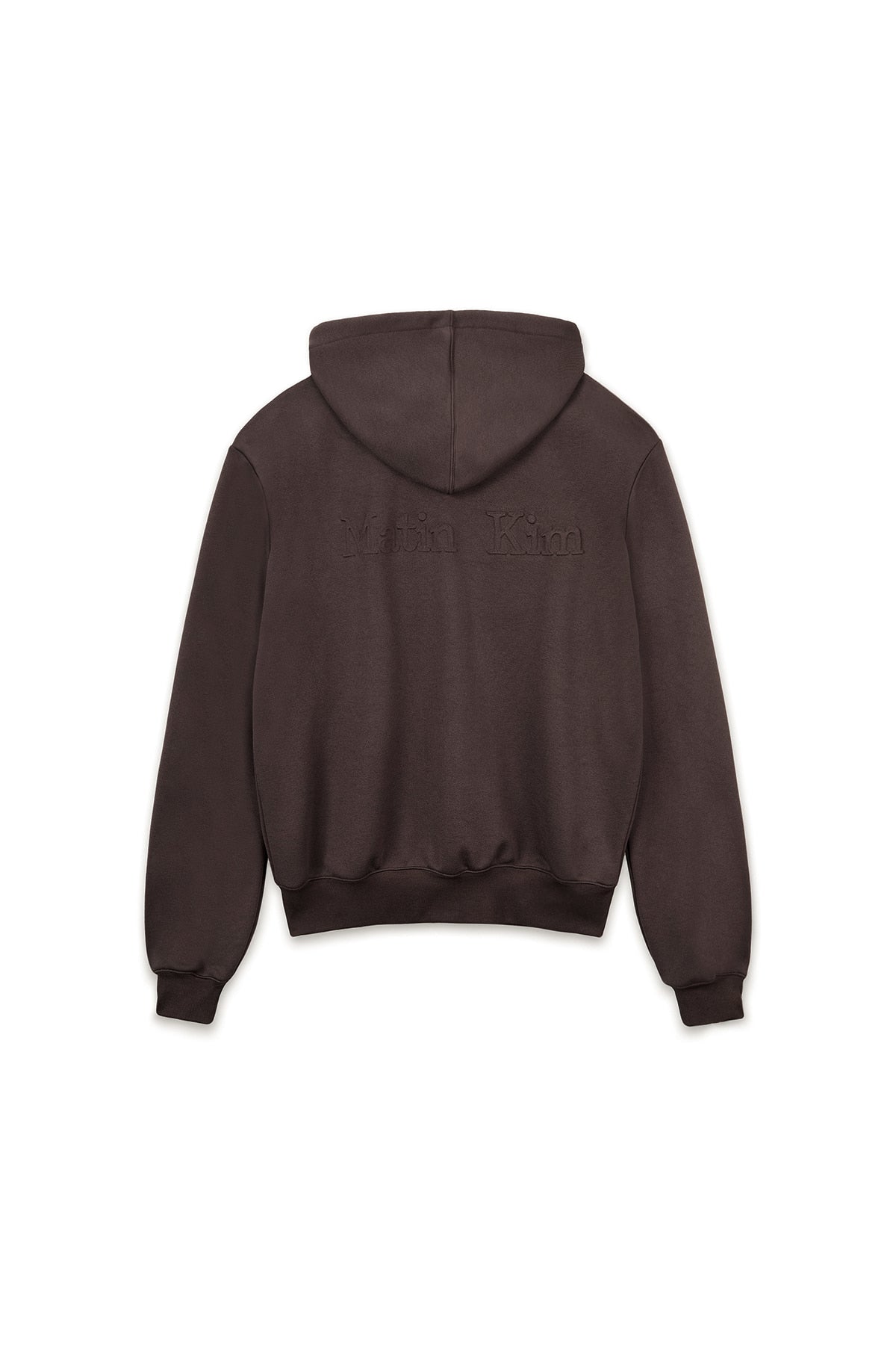 [matinkim] BACK LOGO GLITTER HOODY ZIP UP FOR MEN IN BROWN