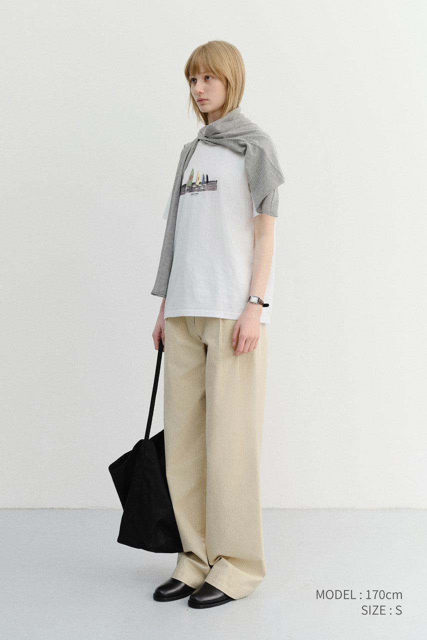 Dunst Unisex Applique Yacht T-Shirt Off White
