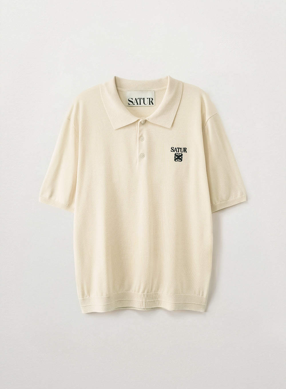 Satur Classic Collar Half Knit - Cream
