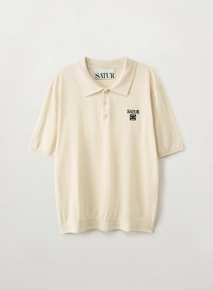 Satur Classic Collar Half Knit - Cream