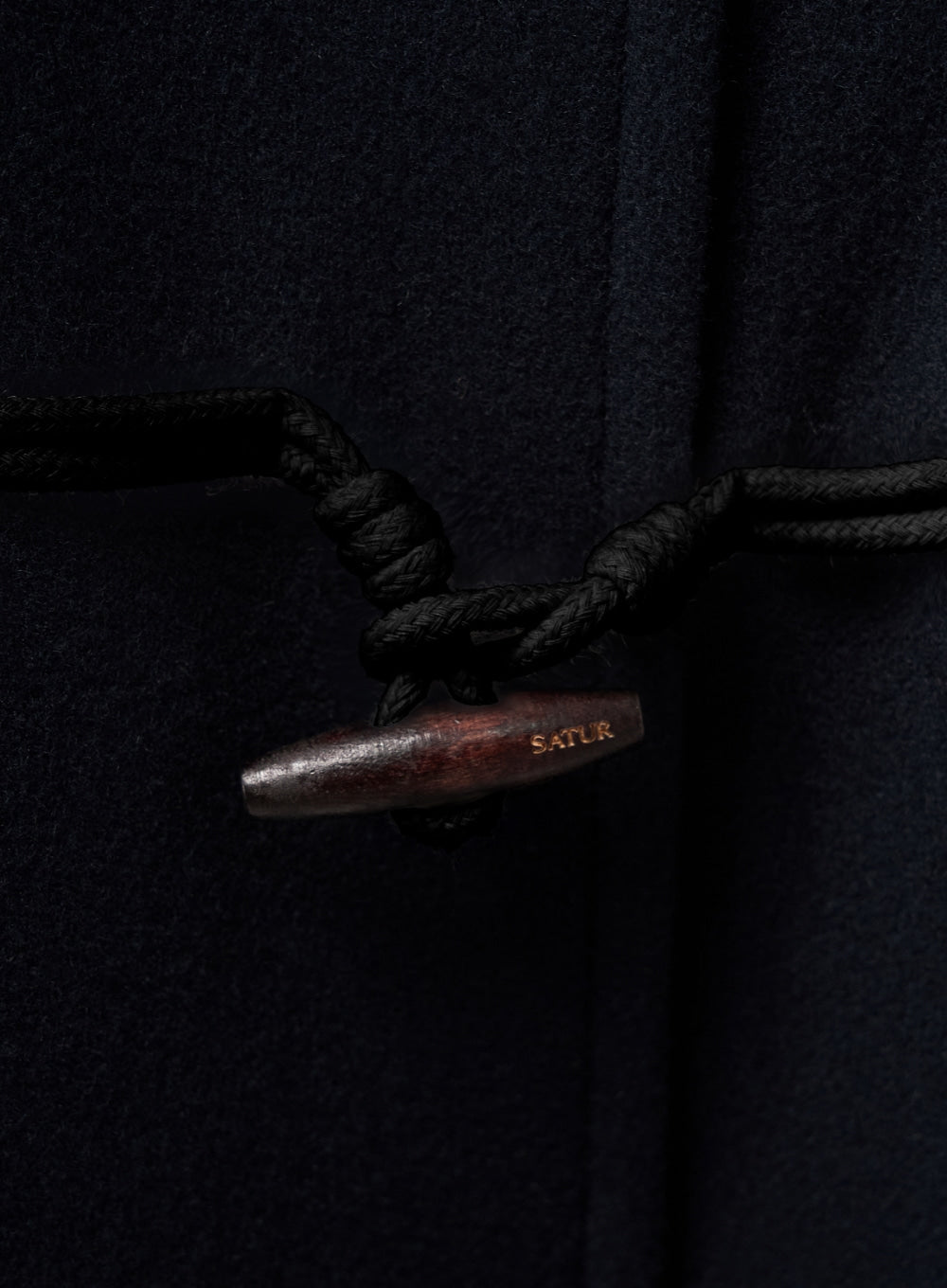 (W) Hood Wool Blend Duffle Half Coat - Navy