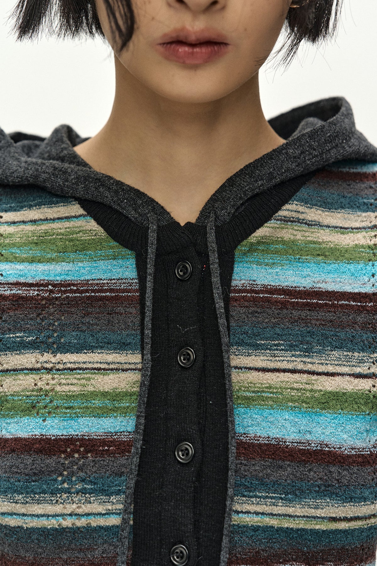 Andersson Bell Layered Multi-Stripe Hooded Cardigan