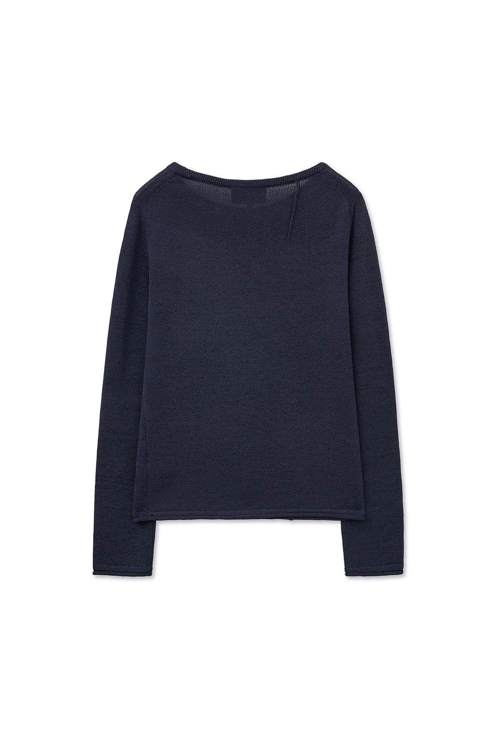 [matinkim] GLITTER SLIM LOGO KNIT TOP IN NAVY