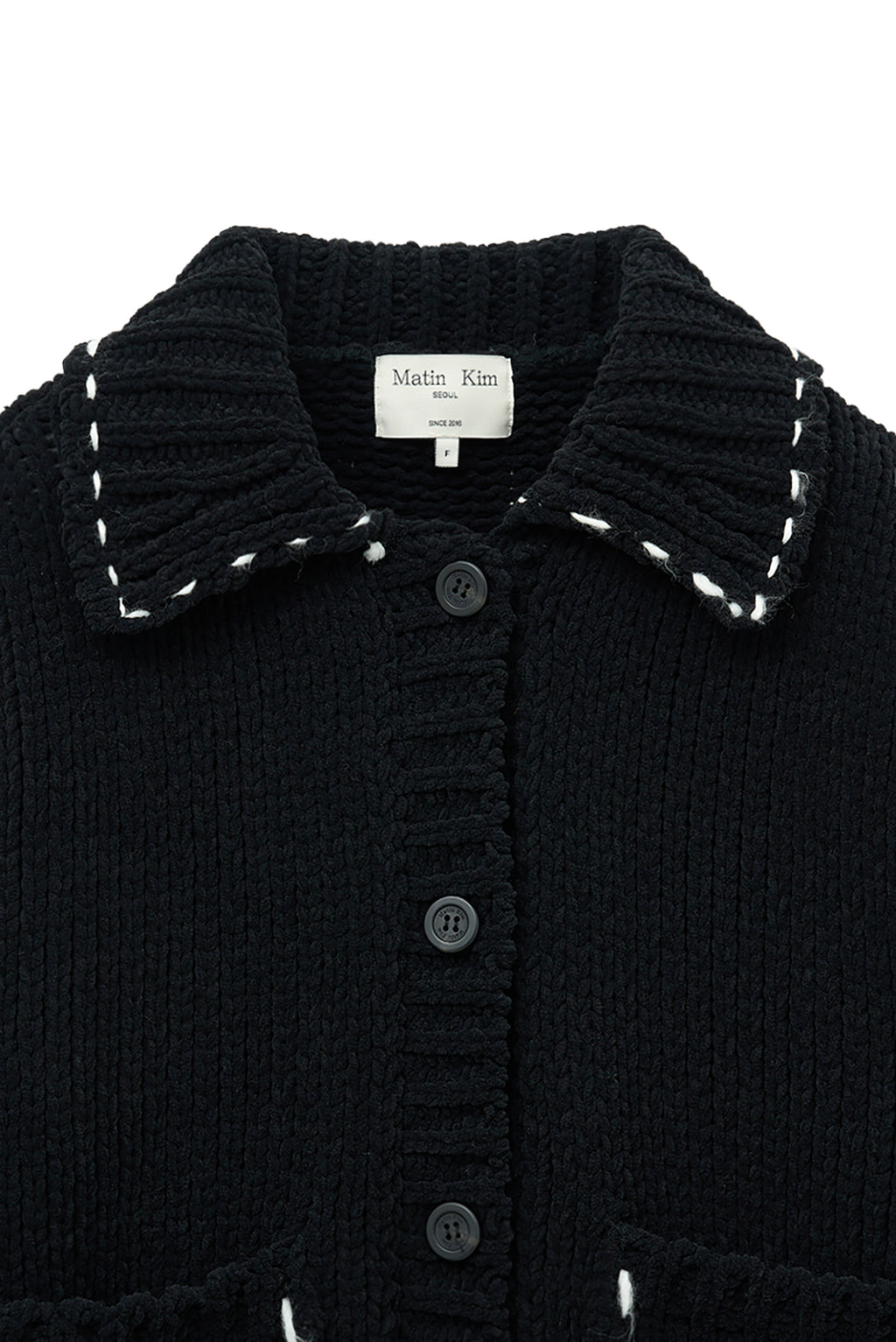 [matinkim] Handmade Collar Knit Cardigan For Women IN Black