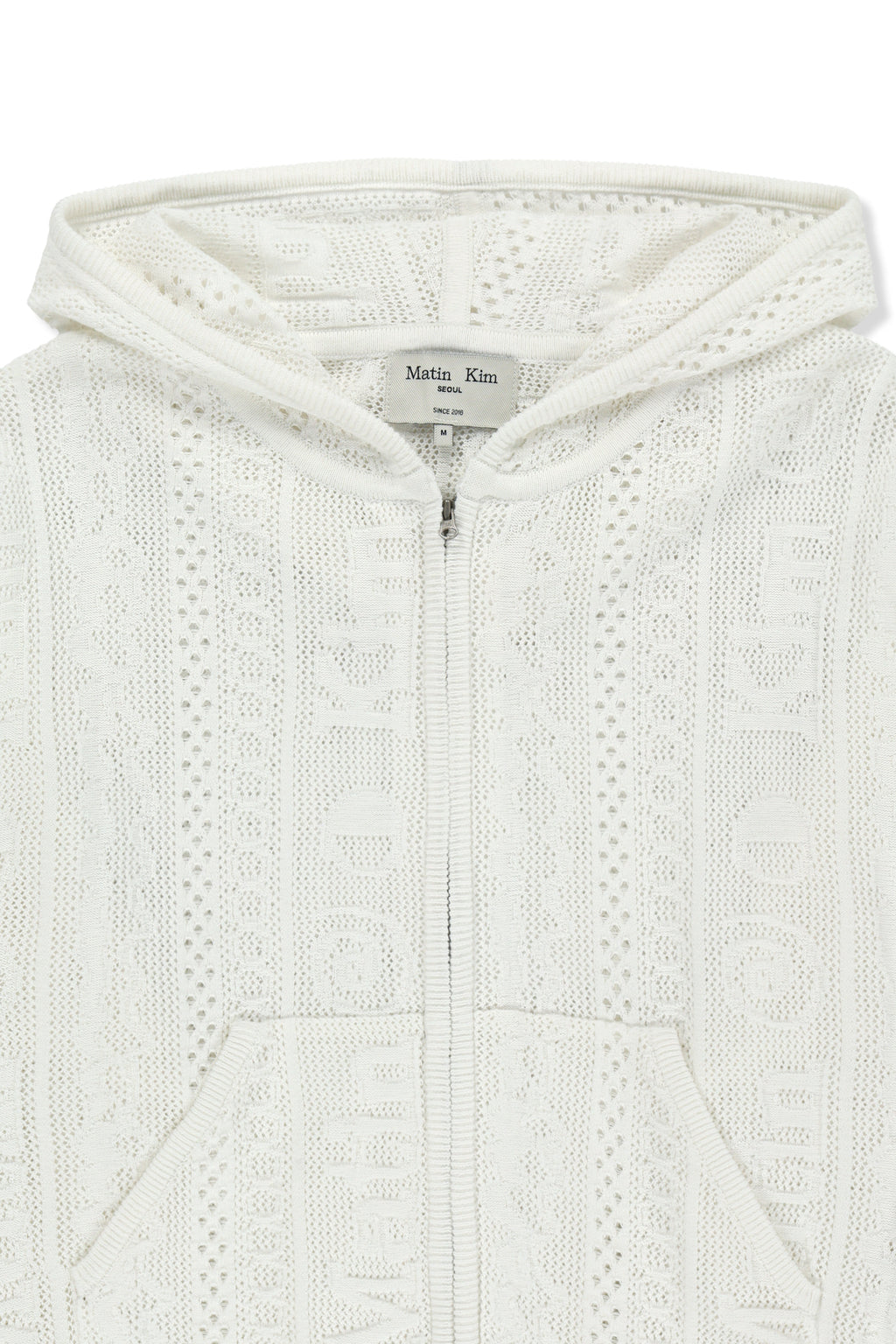 Matinkim Mesh Logo Knit Hoody Zip UP IN White