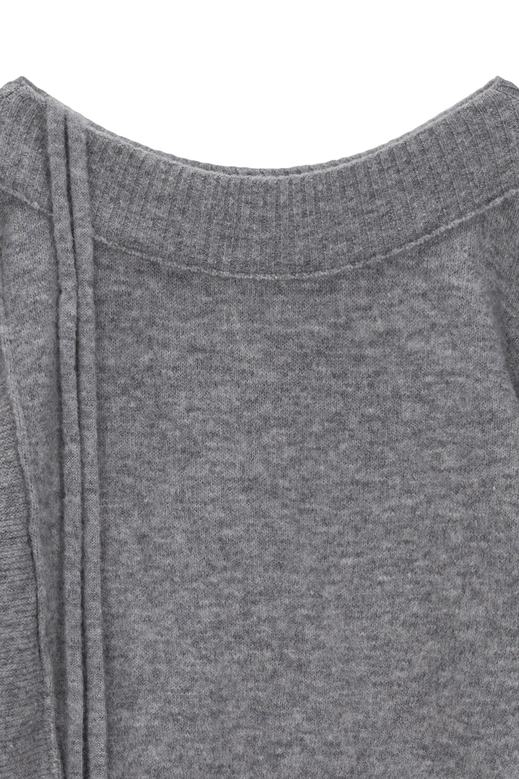 [matinkim] OFF SHOULDER STRING KNIT PULLOVER IN GREY