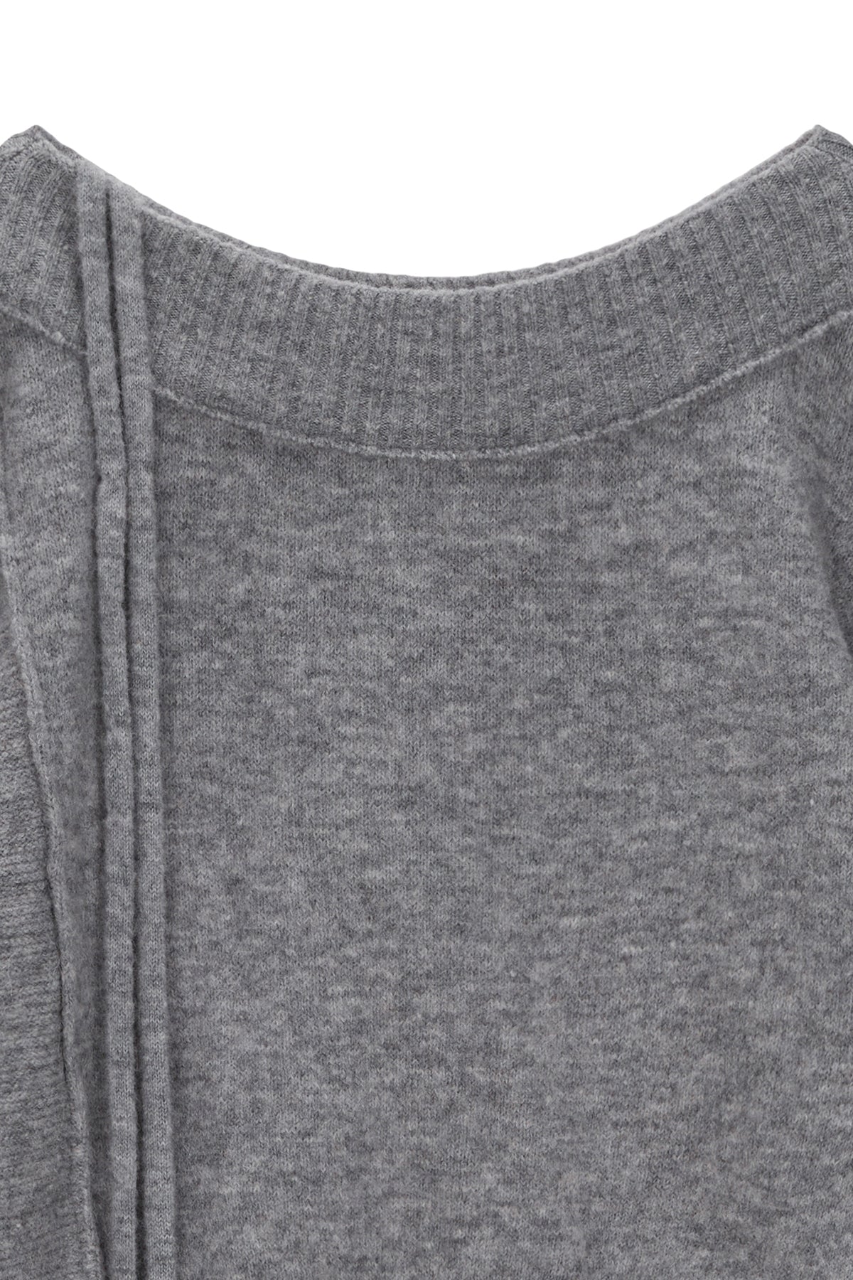 [matinkim] OFF SHOULDER STRING KNIT PULLOVER IN GREY