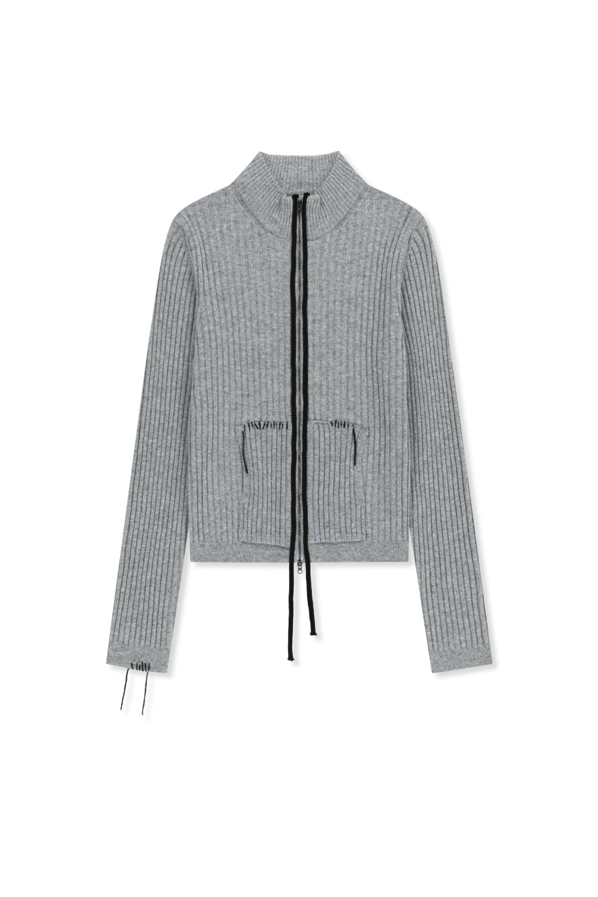 Matinkim Hand Stitch Slim Fit Knit Zip UP IN Grey