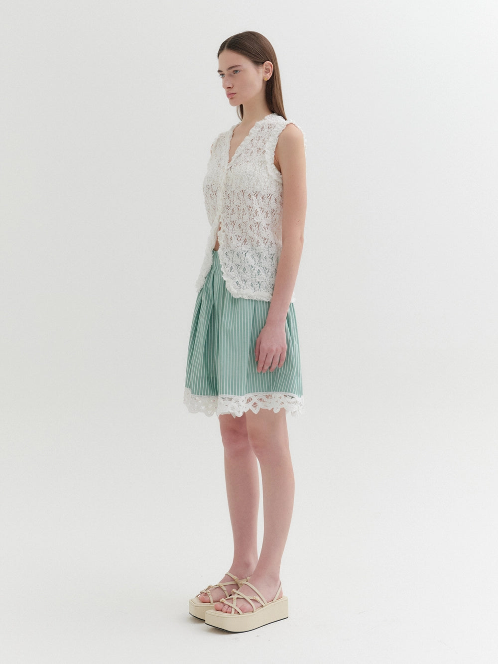 EENK Lace A-Line Shorts - Green