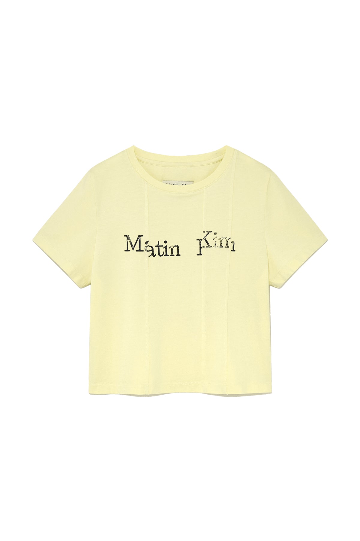 Matinkim Unbalance Typo Logo Crop Top IN Yellow