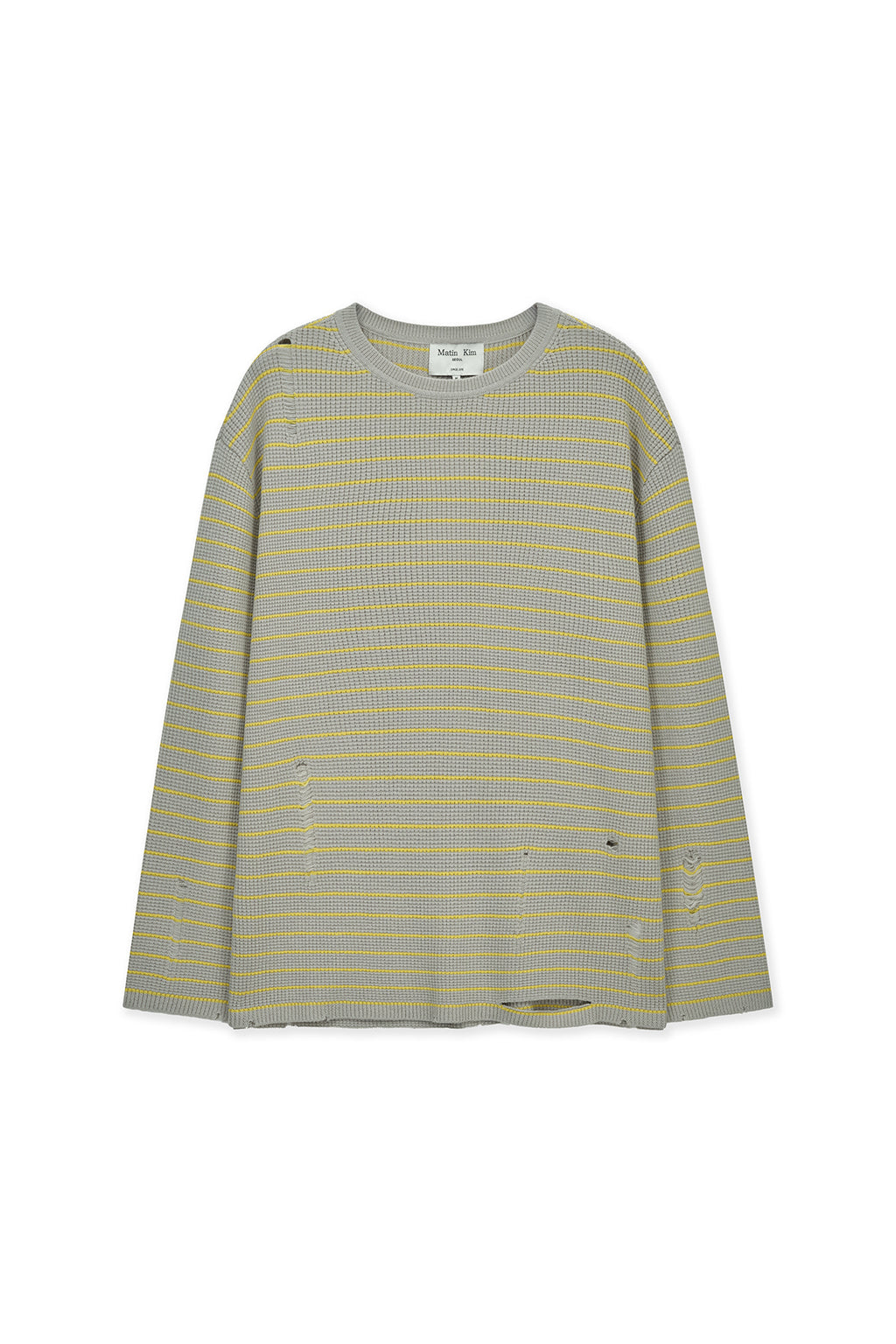 Matinkim Stripe Damaged Loose Pullover IN Beige