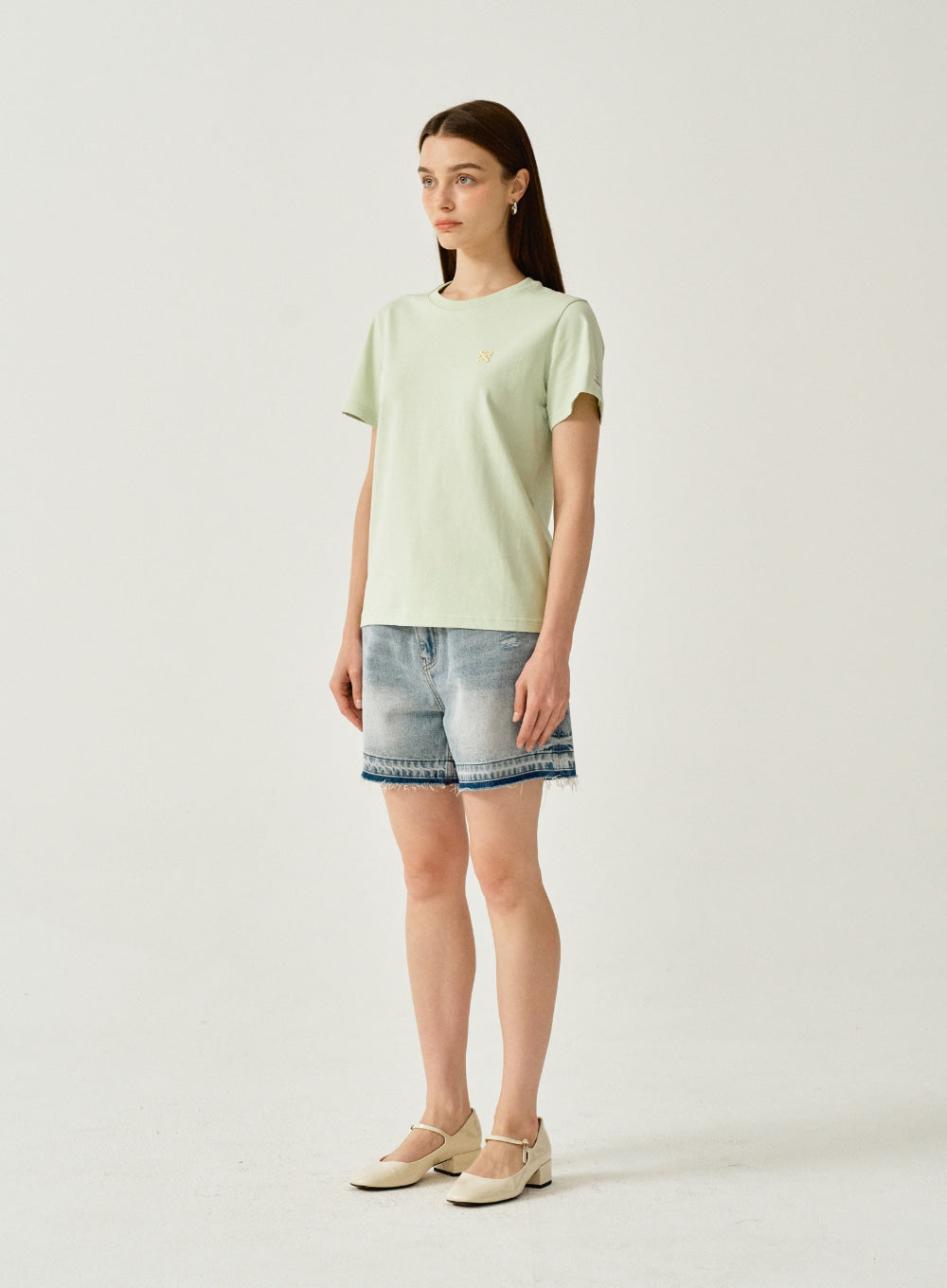 [satur] (W) Classic Small Logo T-Shirt - Olive Mint