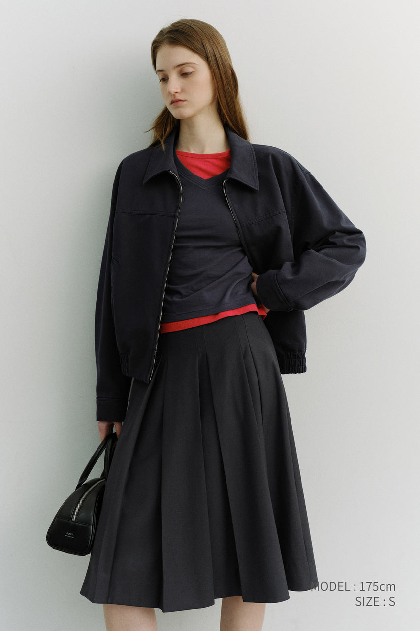 Dunst Volume Pleats Midi Skirt Charcoal Grey