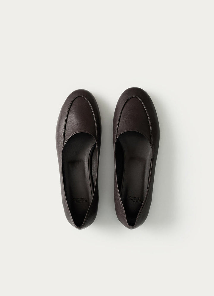 Nothing Written Round moc leather flats (Espresso brown)