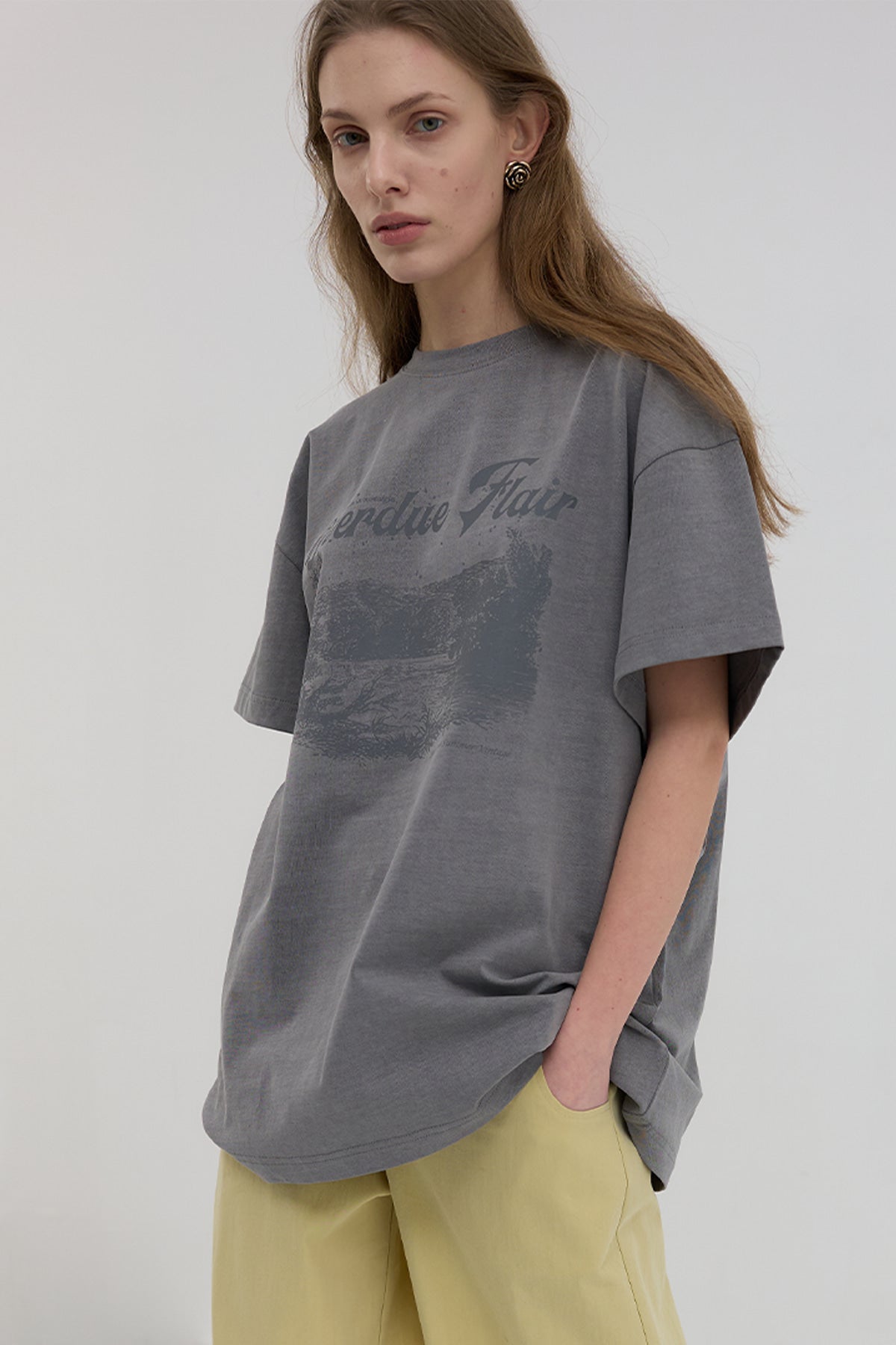 Overdueflair New Vintage Printing T-Shirt Charcoal