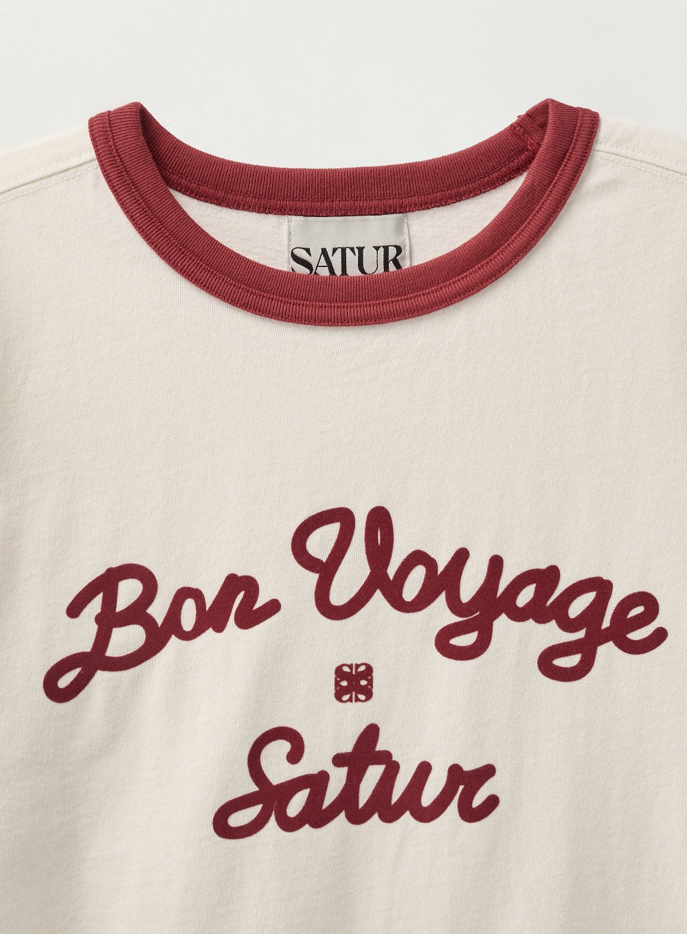 [satur] (W) Bon Voyage Ringer T-Shirt - Cream Burgundy