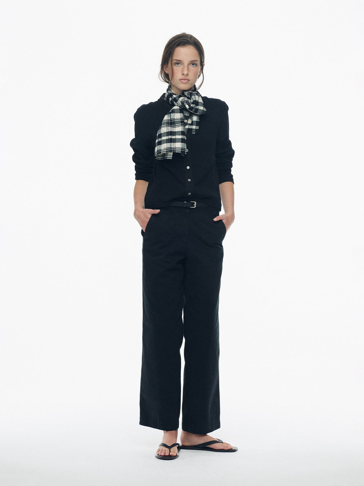Nothing Written Textured check scarf (Black)