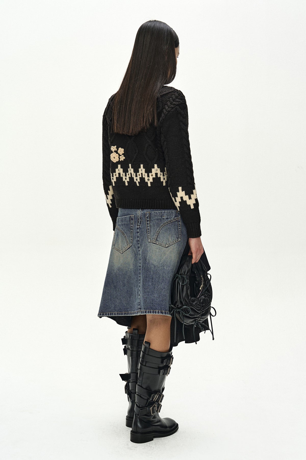 Andersson Bell Reworked Denim Wrap Flare Skirt