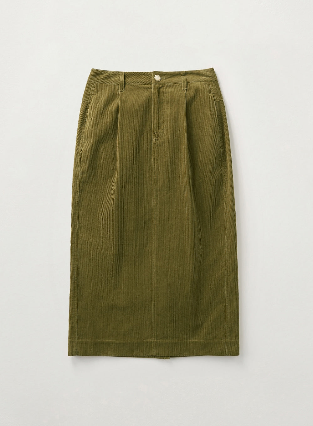 [satur] (W) Corduroy Long Skirt - Olive Green