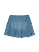 MLB Korea Women's Varsity Vintage Denim Cargo Pleated Skirt