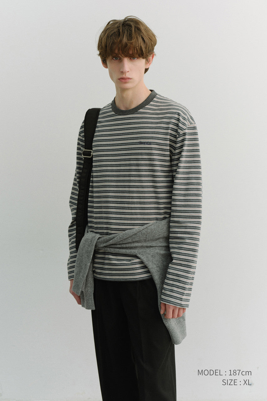 Dunst Unisex Striped T-Shirt Grey Stripe