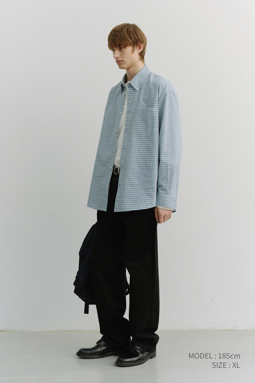 Dunst Unisex Oversized BD Checked Shirt Soft Blue Check