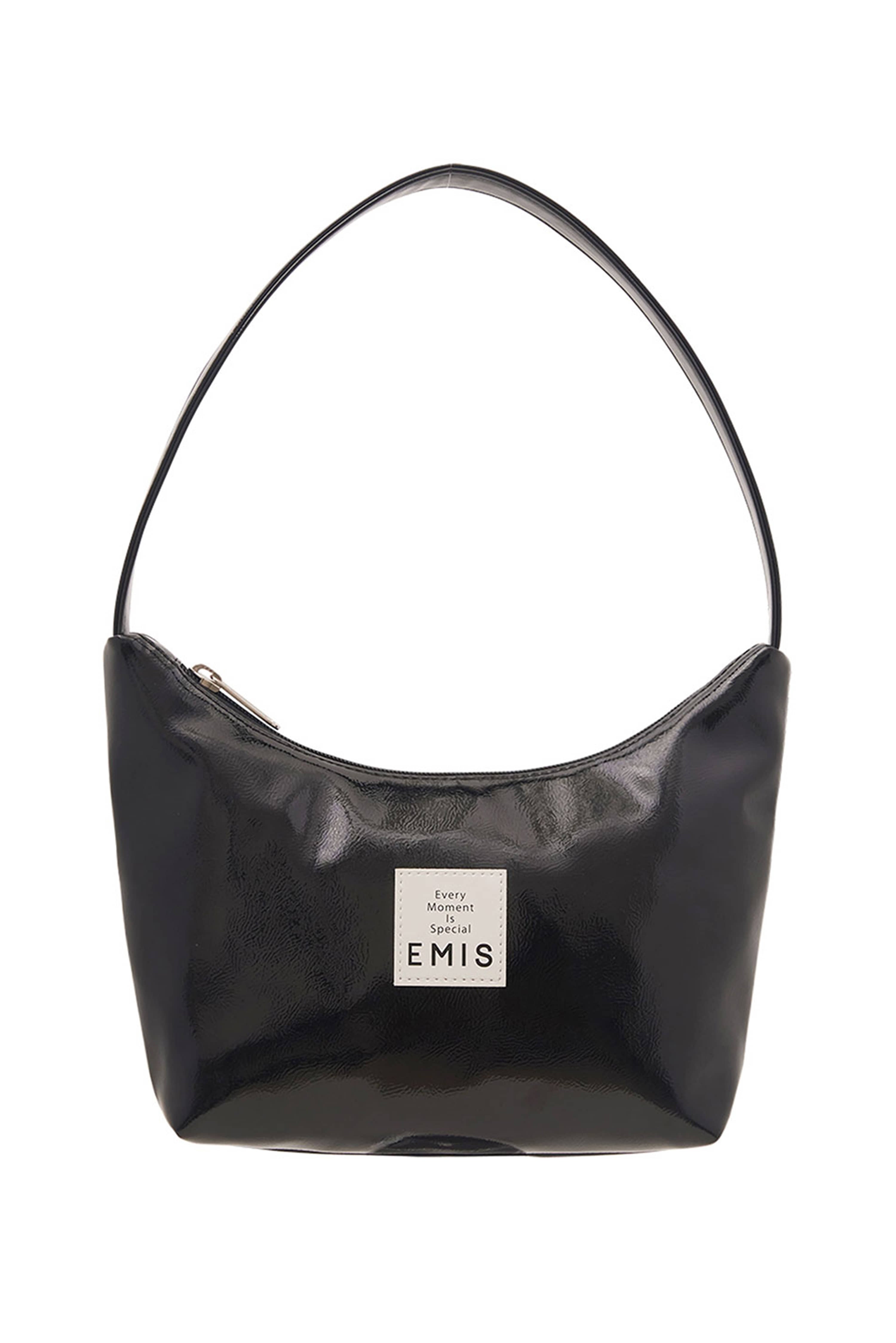 Emis New Enamel Hobo Bag-Black