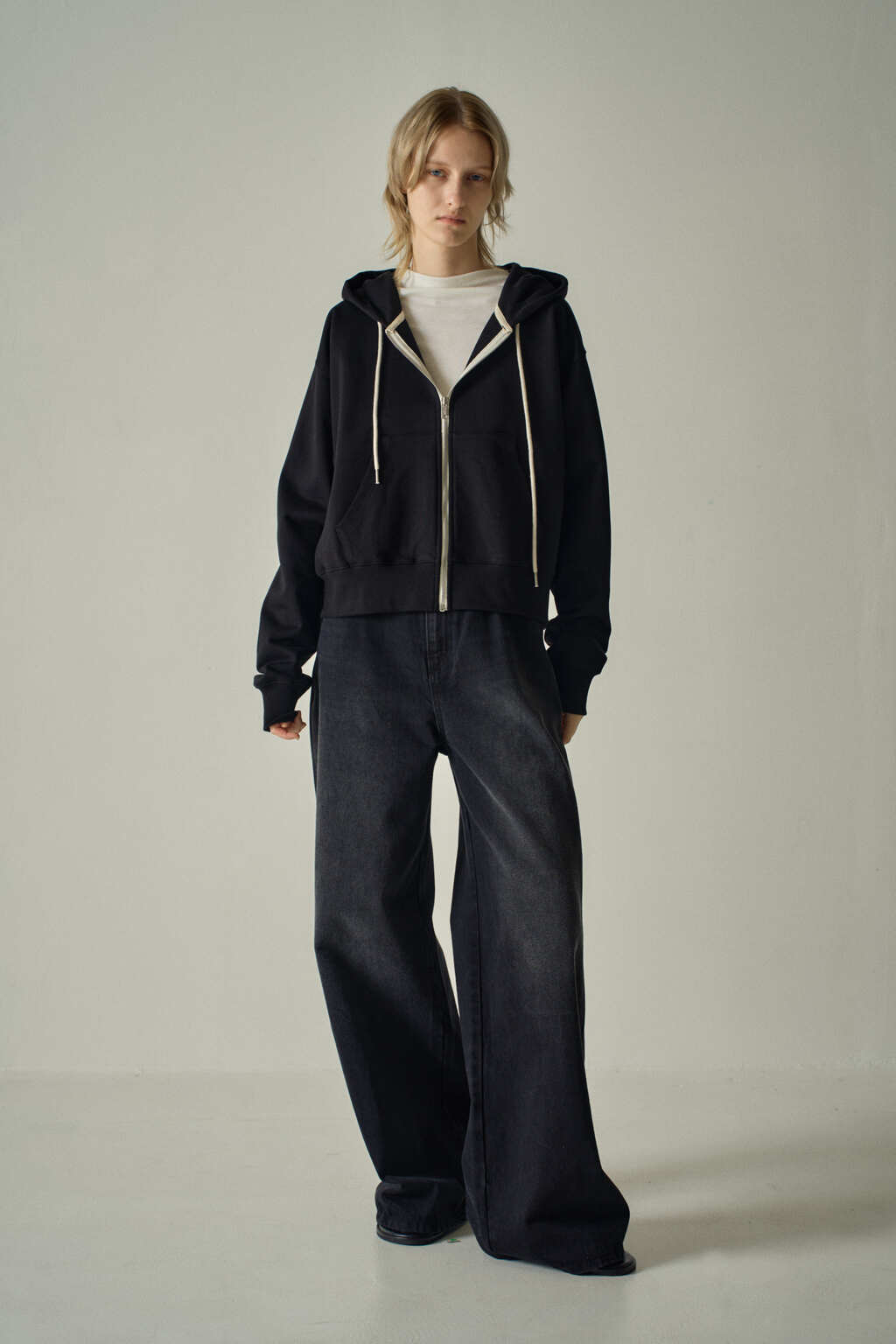 Facade Pattern French Zip-Up Hoodie black