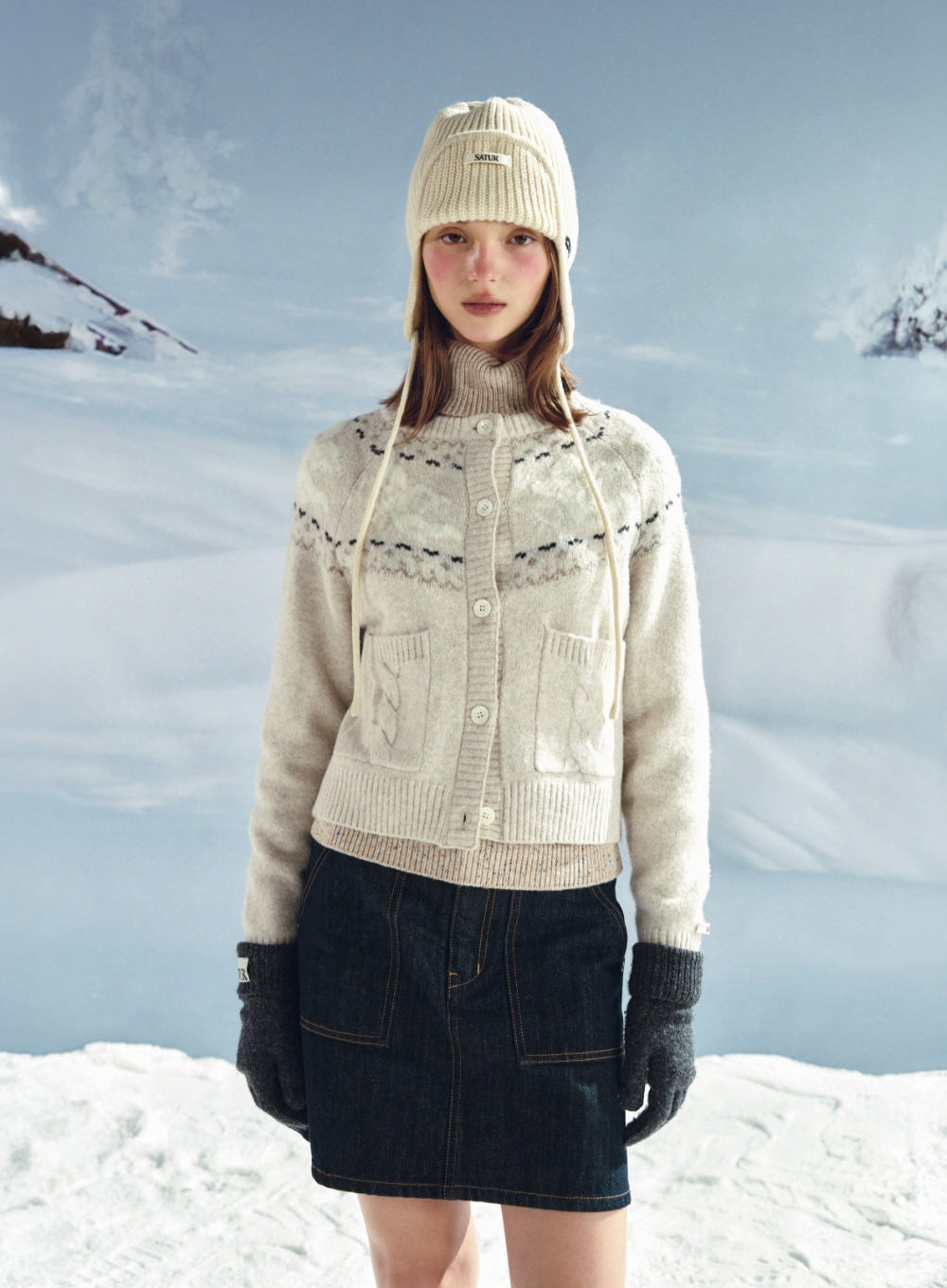 [satur] (W) Indigo Nonfade Denim Skirt - Indigo